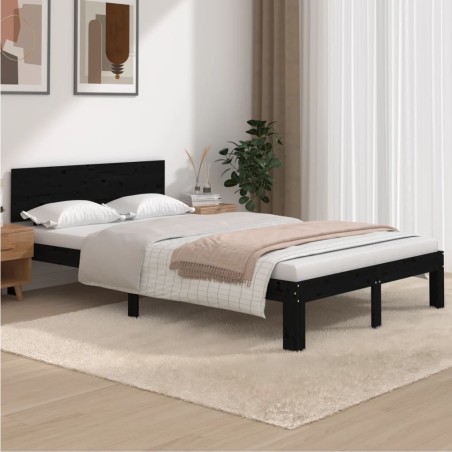 vidaXL Estructura de cama madera maciza de pino negro 120x200 cm