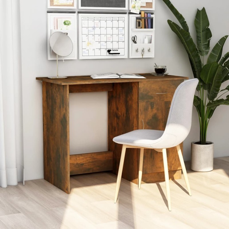 vidaXL Escritorio madera contrachapada roble ahumado 100x50x76 cm vidaXL Escritorio madera contrachapada roble ahumado 100x50x76 cm