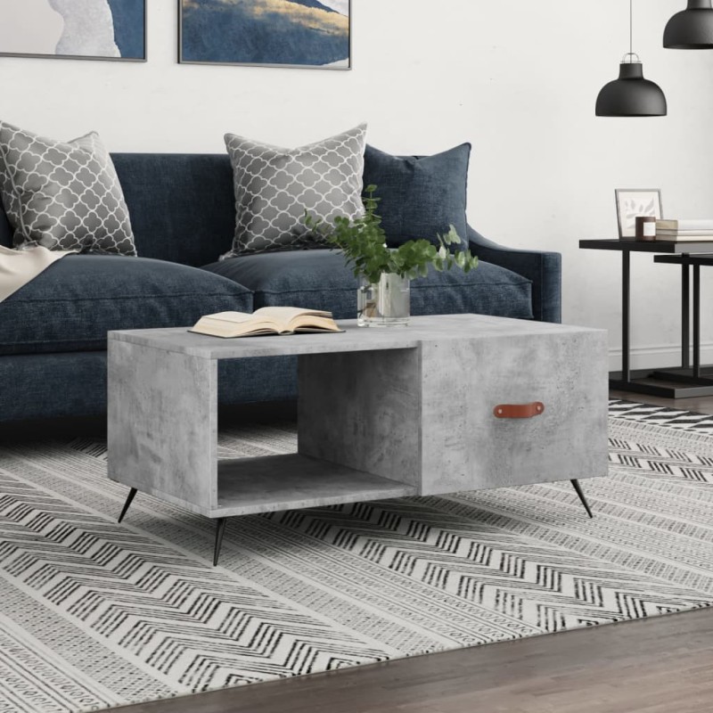 vidaXL Mesa de centro madera contrachapada gris hormigón 90x50x40 cm vidaXL Mesa de centro madera contrachapada gris hormigón 90x50x40 cm