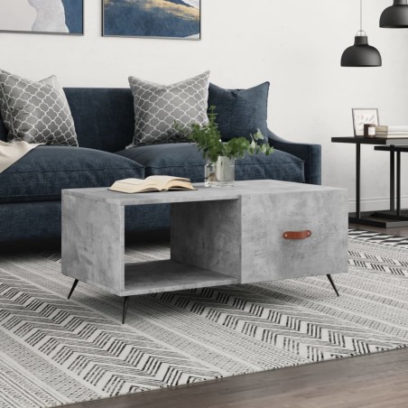 vidaXL Mesa de centro madera contrachapada gris hormigón 90x50x40 cm