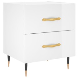 vidaXL Mesita de noche madera de ingeniería blanco brillo 40x35x47,5cm