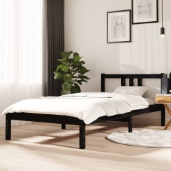 vidaXL Estructura de cama madera maciza negro 90x190 cm
