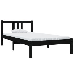 vidaXL Estructura de cama madera maciza negro 90x190 cm