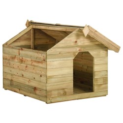 vidaXL Casa de perros de jardín tejado abierto madera pino impregnada