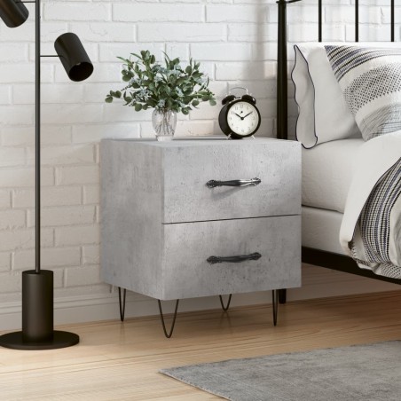 vidaXL Mesita de noche madera ingeniería gris hormigón 40x35x47,5 cm