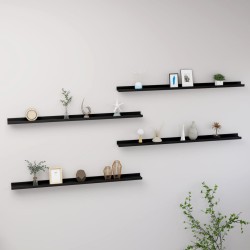 vidaXL Estantes de pared 4 unidades negro 115x9x3 cm