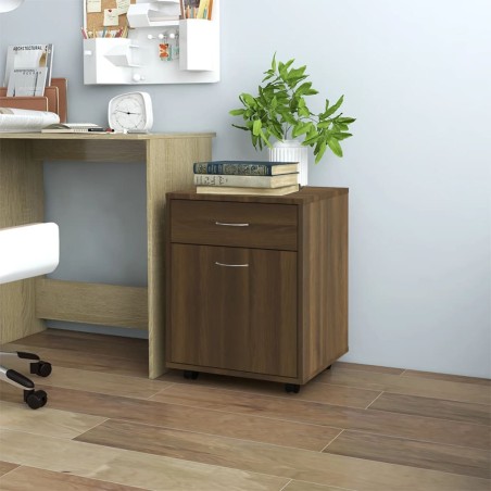 vidaXL Armario ruedas madera contrachapada roble marrón 45x38x54 cm