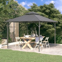 vidaXL Cenador con techo doble gris antracita 3x3 m
