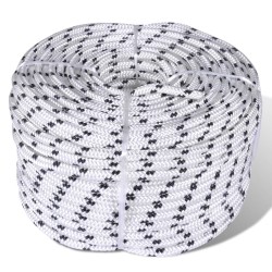 vidaXL Cuerda trenzada poliéster 10 mm 250 mm blanco