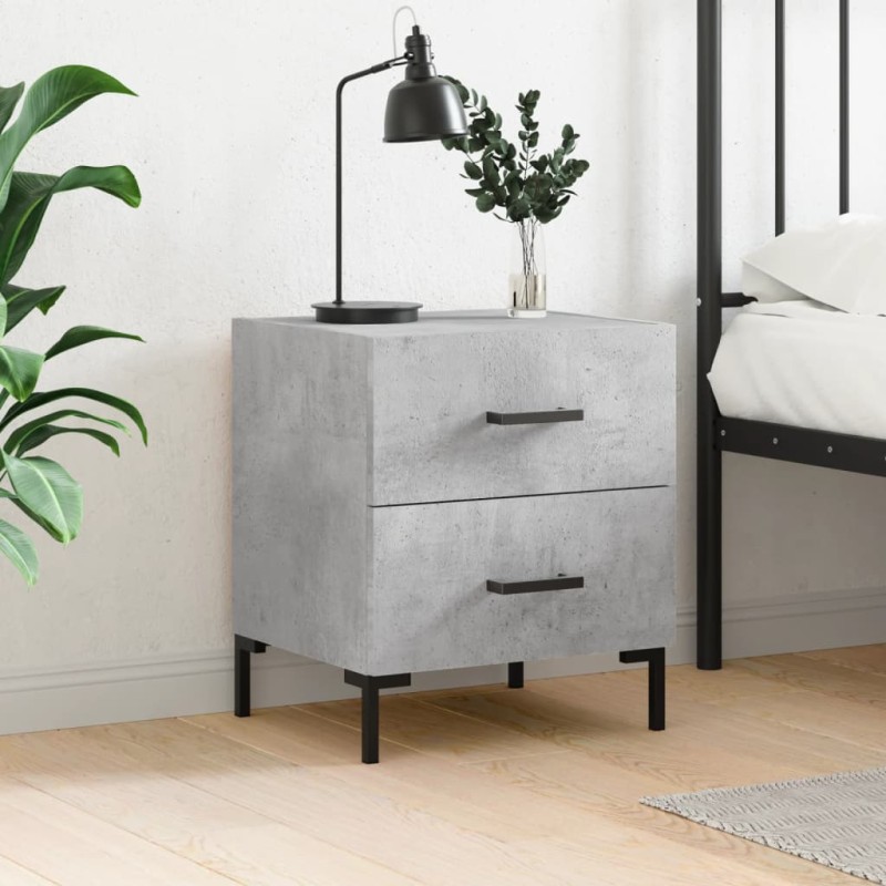vidaXL Mesita de noche madera ingeniería gris hormigón 40x35x47,5 cm vidaXL Mesita de noche madera ingeniería gris hormigón 40x35x47,5 cm