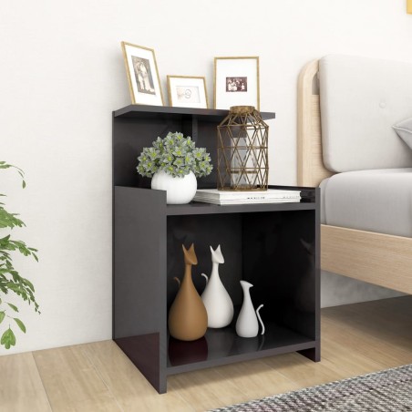 vidaXL Mesita de noche madera contrachapada gris brillante 40x35x60 cm