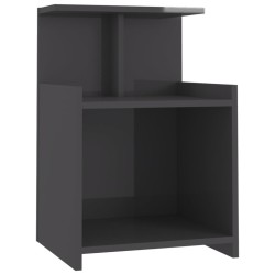 vidaXL Mesita de noche madera contrachapada gris brillante 40x35x60 cm