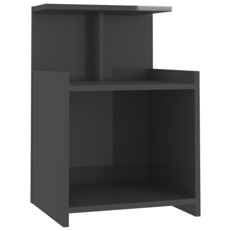 vidaXL Mesita de noche madera contrachapada gris brillante 40x35x60 cm