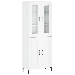 vidaXL Aparador alto madera contrachapada blanco brillo 69,5x34x180 cm