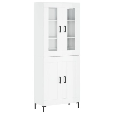 vidaXL Aparador alto madera contrachapada blanco brillo 69,5x34x180 cm