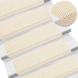 vidaXL Alfombrilla autoadhesiva escalera sisal 15 uds crema 65x21x4 cm