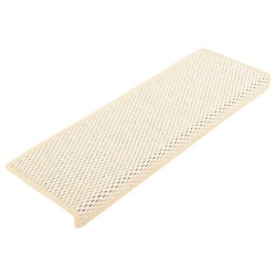 vidaXL Alfombrilla autoadhesiva escalera sisal 15 uds crema 65x21x4 cm