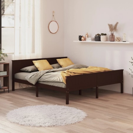 vidaXL Estructura de cama madera maciza pino marrón oscuro 200x200 cm