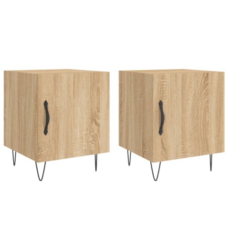 vidaXL Mesitas noche 2 uds madera ingeniería roble Sonoma 40x40x50 cm