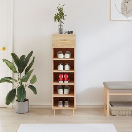 vidaXL Zapatero madera de ingeniería roble Sonoma 30x35x105 cm