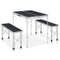 vidaXL Mesa de camping plegable con 2 bancos aluminio gris vidaXL Mesa de camping plegable con 2 bancos aluminio gris