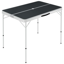 vidaXL Mesa de camping plegable con 2 bancos aluminio gris