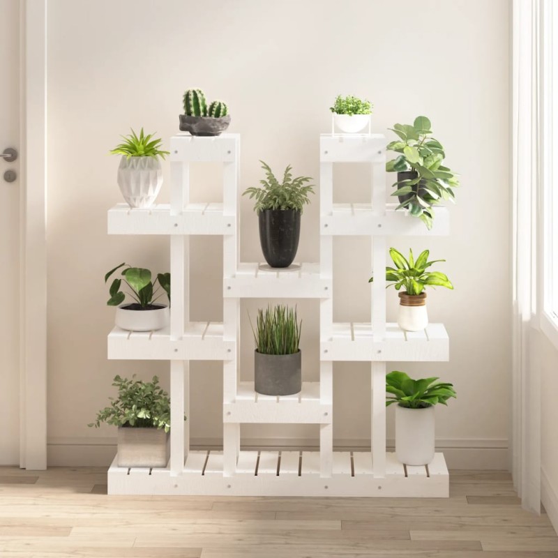 vidaXL Soporte para plantas madera maciza pino blanco 104,5x25x109,5cm vidaXL Soporte para plantas madera maciza pino blanco 104,5x25x109,5cm