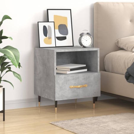 vidaXL Mesita de noche madera ingeniería gris hormigón 40x35x47,5 cm
