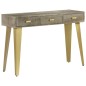 vidaXL Mesa consola de madera mango maciza gris y latón 110x35x76 cm vidaXL Mesa consola de madera mango maciza gris y latón 110x35x76 cm