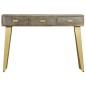 vidaXL Mesa consola de madera mango maciza gris y latón 110x35x76 cm vidaXL Mesa consola de madera mango maciza gris y latón 110x35x76 cm