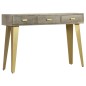 vidaXL Mesa consola de madera mango maciza gris y latón 110x35x76 cm vidaXL Mesa consola de madera mango maciza gris y latón 110x35x76 cm