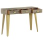 vidaXL Mesa consola de madera mango maciza gris y latón 110x35x76 cm vidaXL Mesa consola de madera mango maciza gris y latón 110x35x76 cm