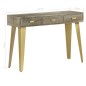 vidaXL Mesa consola de madera mango maciza gris y latón 110x35x76 cm vidaXL Mesa consola de madera mango maciza gris y latón 110x35x76 cm
