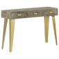 vidaXL Mesa consola de madera mango maciza gris y latón 110x35x76 cm vidaXL Mesa consola de madera mango maciza gris y latón 110x35x76 cm