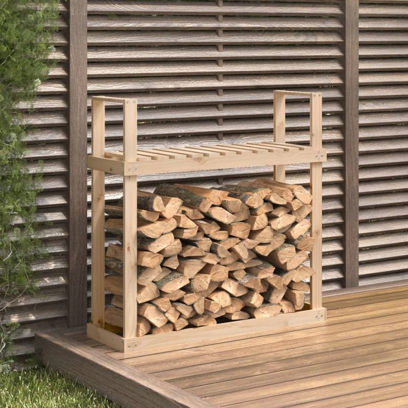 vidaXL Leñero de madera maciza de pino 110x35x108,5 cm