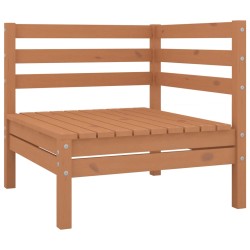 vidaXL Sofá de esquina de jardín marrón miel madera maciza de pino