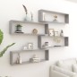 vidaXL Estante cubo pared 4uds contrachapado gris hormigón 100x15x30cm vidaXL Estante cubo pared 4uds contrachapado gris hormigón 100x15x30cm