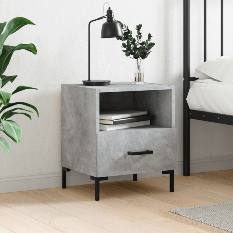 vidaXL Mesita de noche madera ingeniería gris hormigón 40x35x47,5 cm vidaXL Mesita de noche madera ingeniería gris hormigón 40x35x47,5 cm