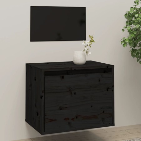 vidaXL Armario de pared de madera maciza de pino negro 45x30x35 cm