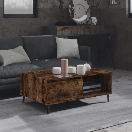 vidaXL Mesa de centro madera de ingeniería roble ahumado 90x60x35 cm