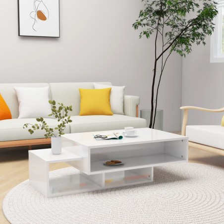 vidaXL Mesa de centro madera de ingeniería gris brillante 105x55x32 cm