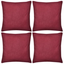 4 fundas burdeos para cojines de algodón, 50 x 50 cm