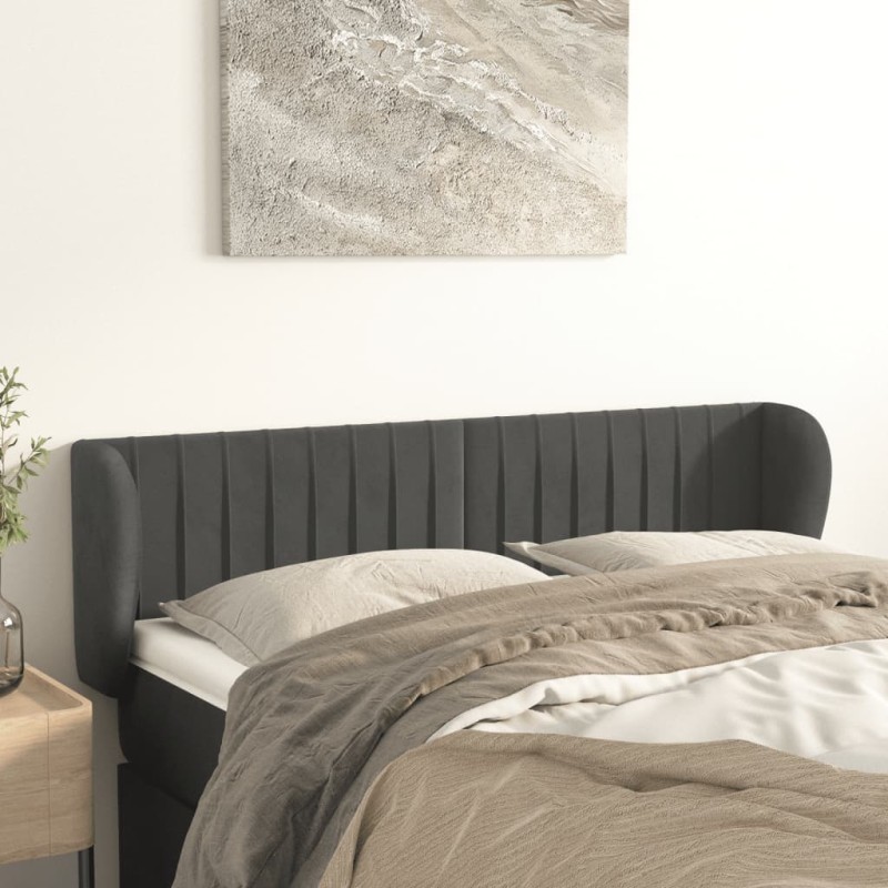 vidaXL Cabecero de terciopelo gris oscuro 147x23x78/88 cm vidaXL Cabecero de terciopelo gris oscuro 147x23x78/88 cm