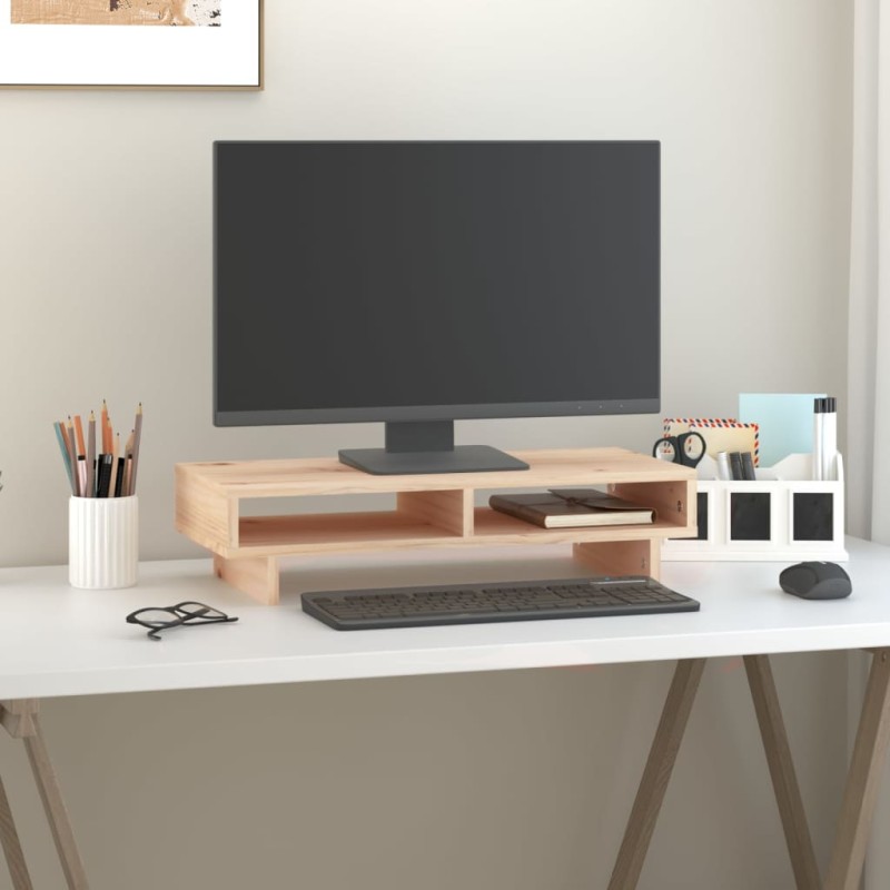 vidaXL Soporte para monitor madera maciza de pino 60x27x14 cm vidaXL Soporte para monitor madera maciza de pino 60x27x14 cm