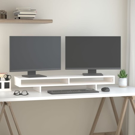 vidaXL Soporte para monitor madera maciza de pino blanco 100x27x14 cm