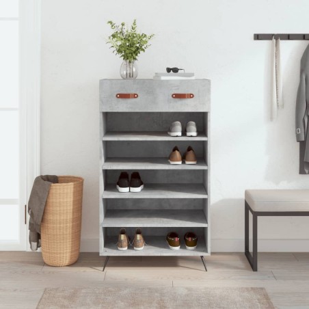 vidaXL Zapatero madera de ingeniería gris hormigón 60x35x105 cm