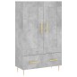 vidaXL Aparador alto madera de ingeniería gris hormigón 69,5x31x115 cm