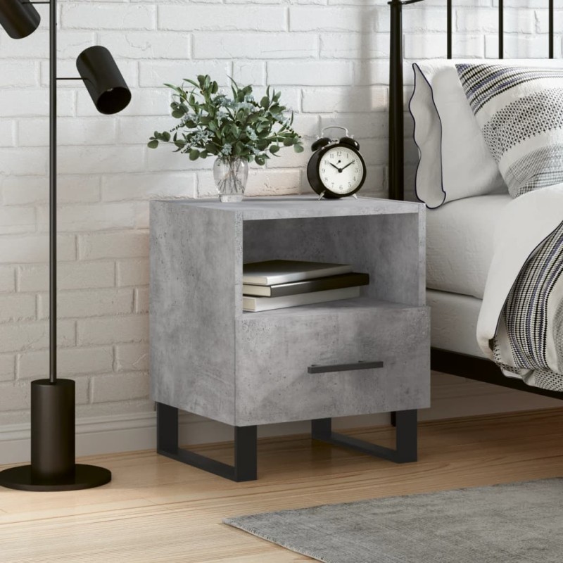 vidaXL Mesita de noche madera ingeniería gris hormigón 40x35x47,5 cm vidaXL Mesita de noche madera ingeniería gris hormigón 40x35x47,5 cm