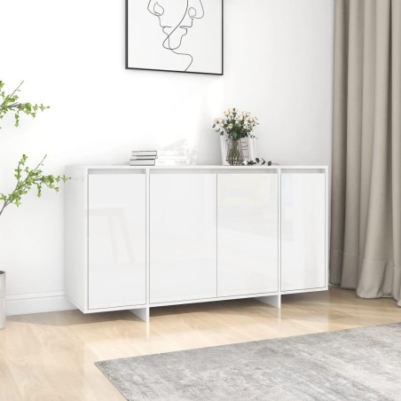 vidaXL Aparador de madera contrachapada blanco brillante 135x41x75 cm