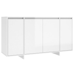 vidaXL Aparador de madera contrachapada blanco brillante 135x41x75 cm